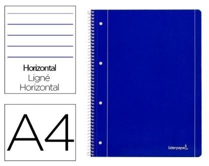 Bloc espiral microperforado 4 taladros Liderpapel 29111  A4 80 hojas 75 gramos horizontal tapa blanda azul