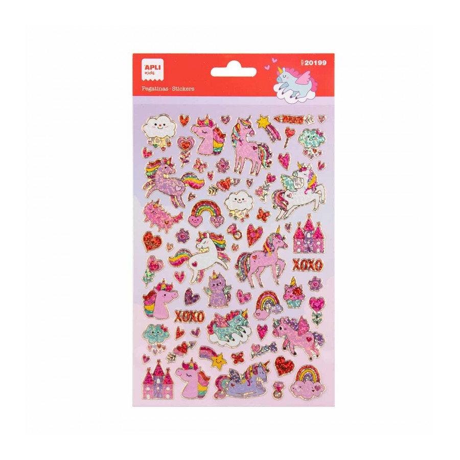 Gomets Apli 20199 Unicornios holográficos Maxi 1 hoja