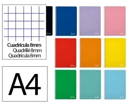 Bloc espiral Liderpapel A4 80H. 90 gramos tapa dura 8x8mm margen 171919 surtido BF66