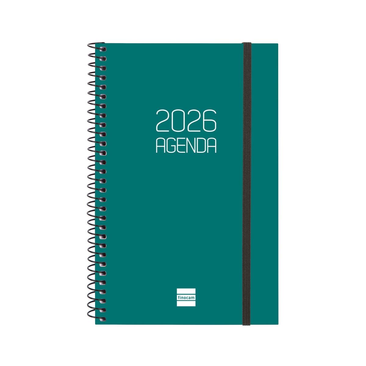 Agenda anual 2026 Finocam E5 Opaque semana vista horizontal verde 742752026