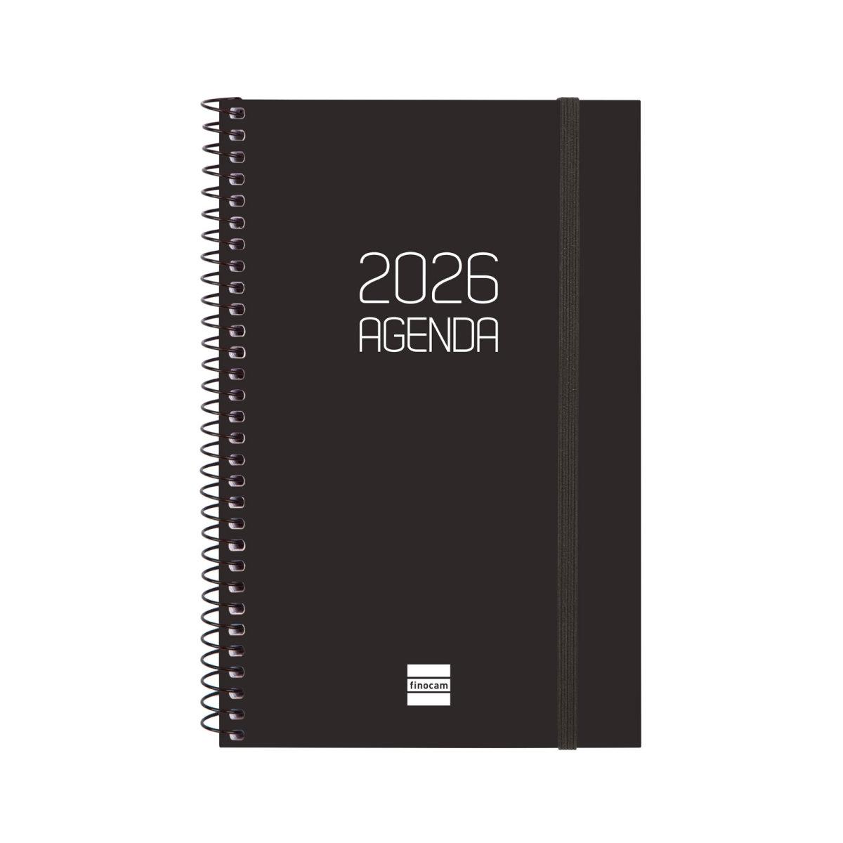 Agenda anual 2026 Finocam E5 Opaque semana vista horizontal negro 742756026