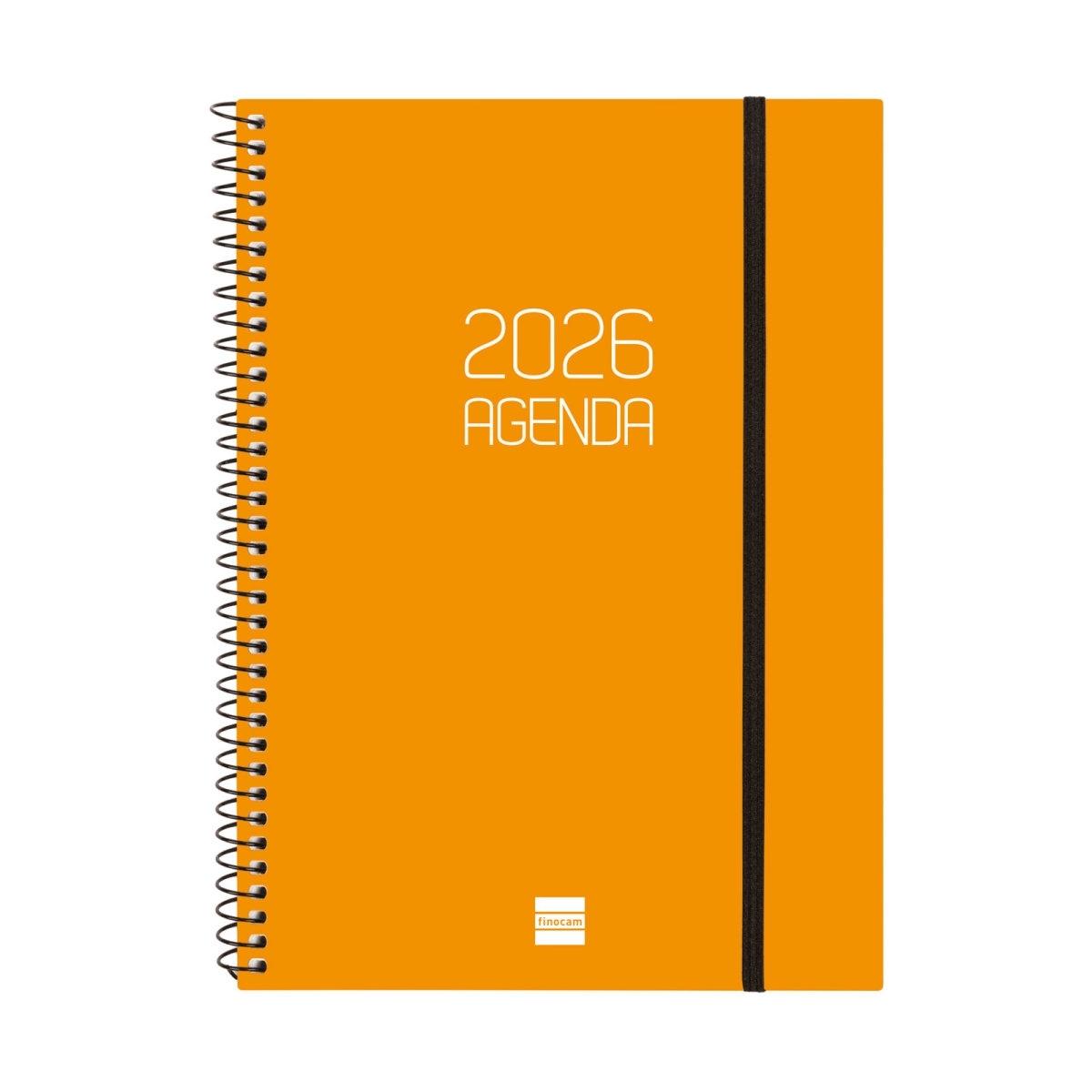 Agenda anual 2026 Finocam E10 Opaque semana vista horizontal naranja 742762926