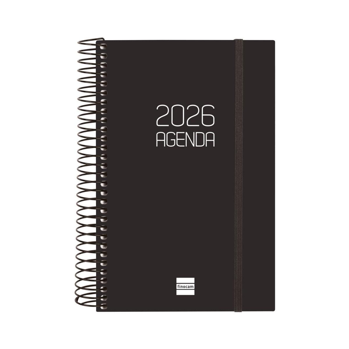 Agenda anual 2026 Finocam E5 Opaque dia pagina negro 742906026