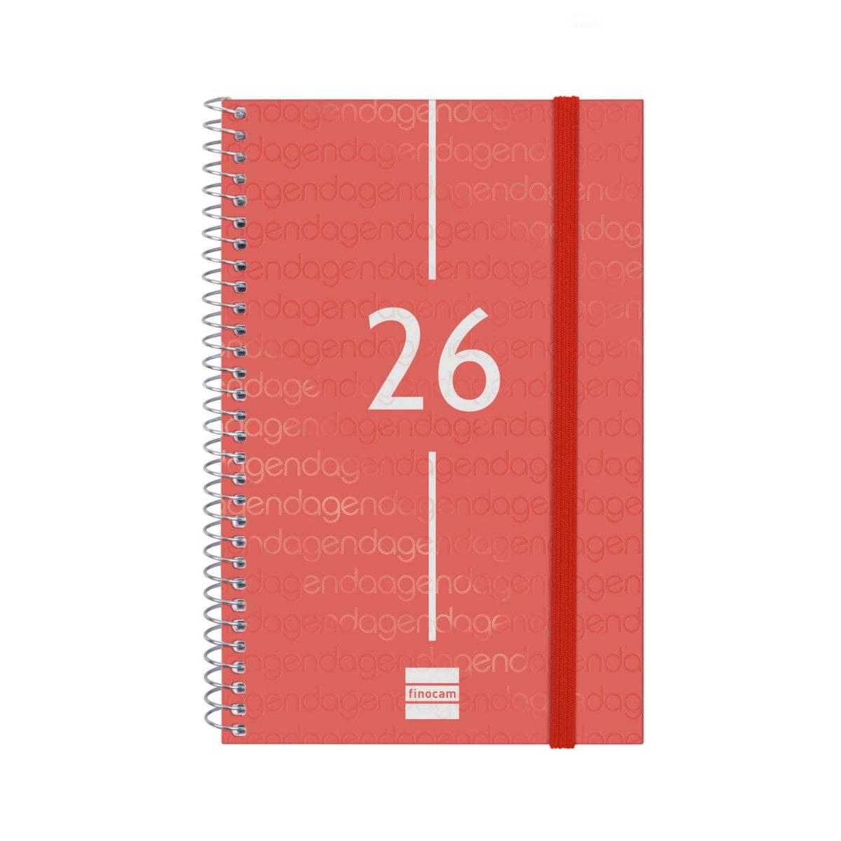 Agenda anual 2026 Finocam E5 Year semana vista horizontal rojo 741443026