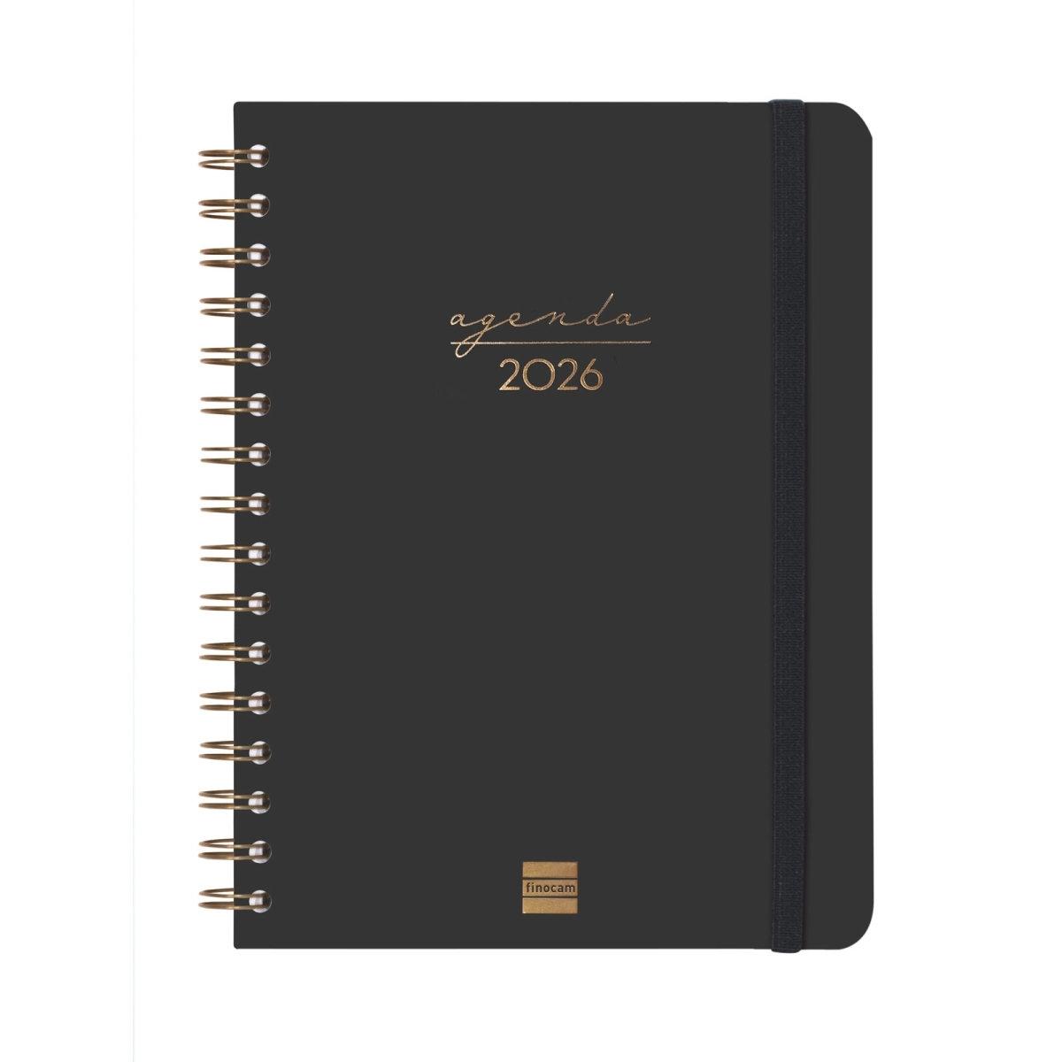 Agenda anual 2026 Finocam E10 Alma semana vista horizontal negro 762020126