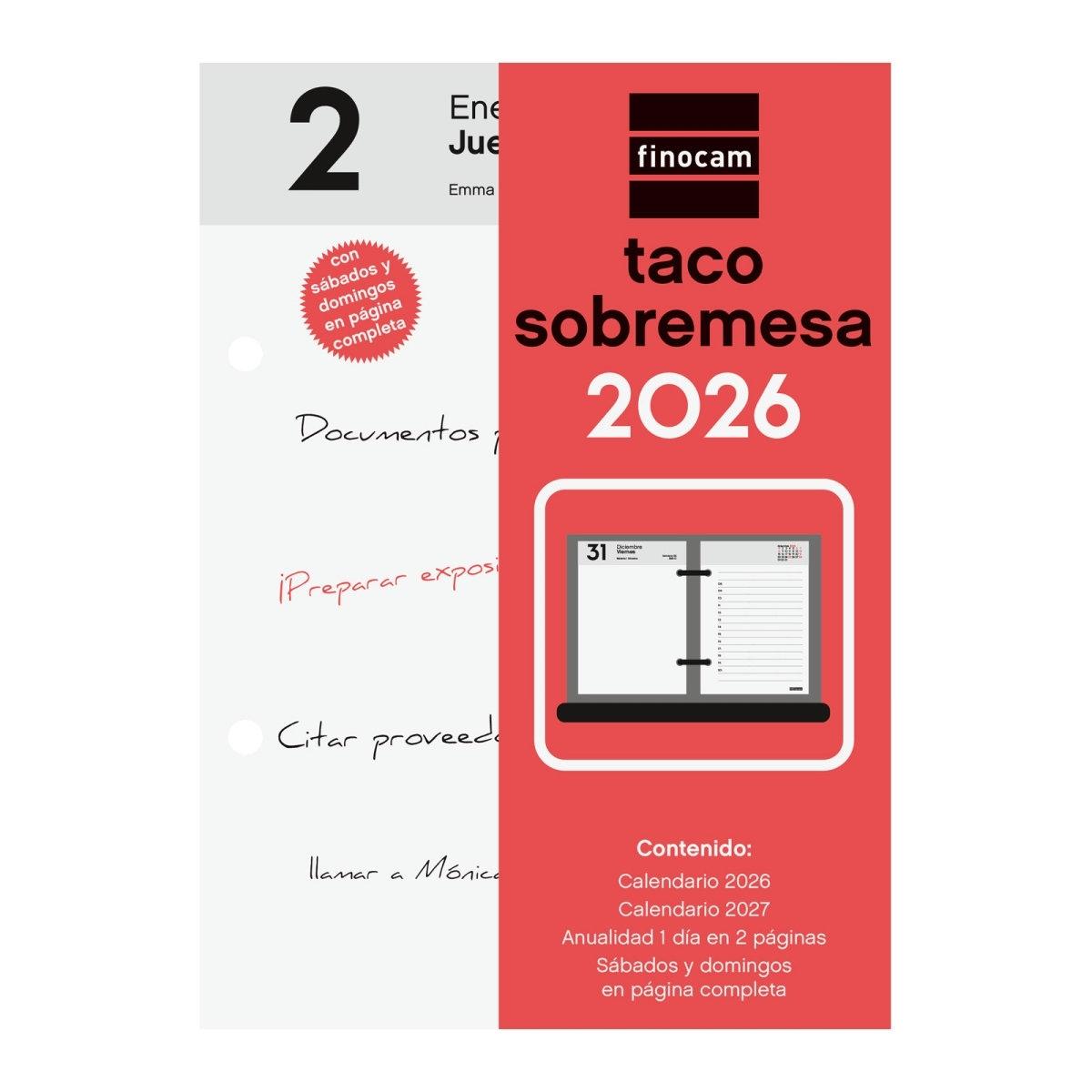 Taco mesa calendario año 2026 Finocam 780280026