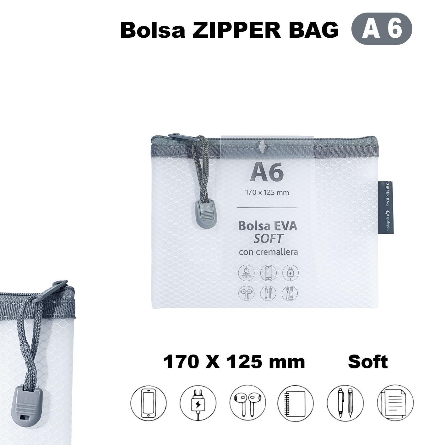 Carpeta cremallera Grafoplas A6 Eva Soft blanco 04874170