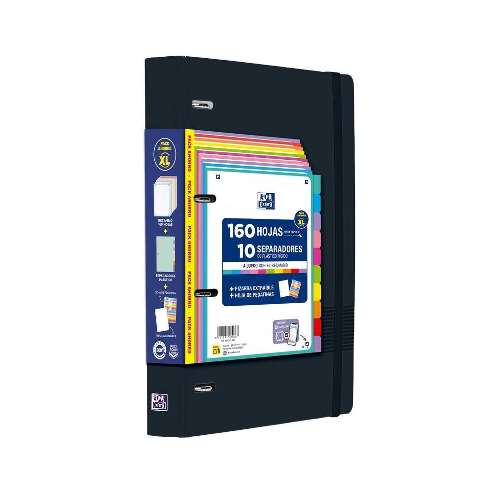 Carpebloc Oxford Pack XL 400205942 A4 4 anillas 35mm 160H 90G cuadros 5x5 Live&Go Surtido