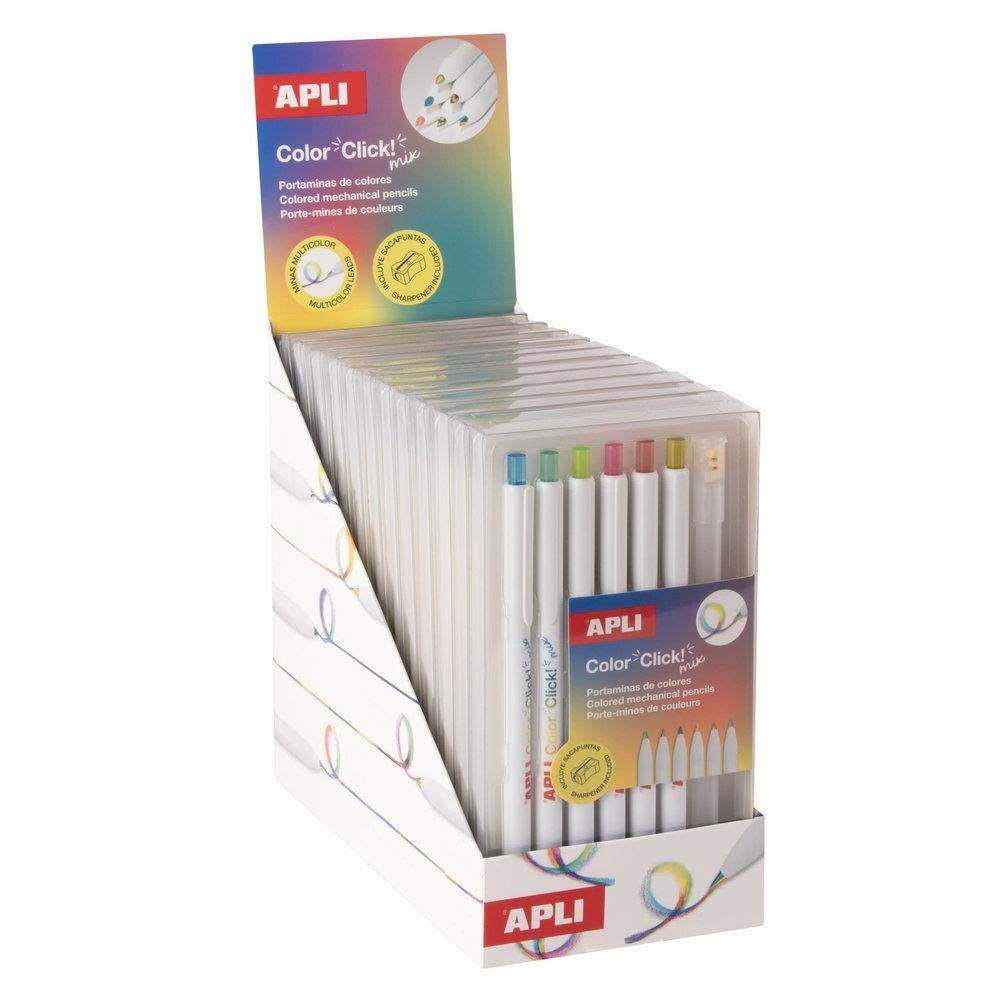 Expositor Apli 20549 Portaminas 3mm colores mix Pack con 6 unidades (12 pack)