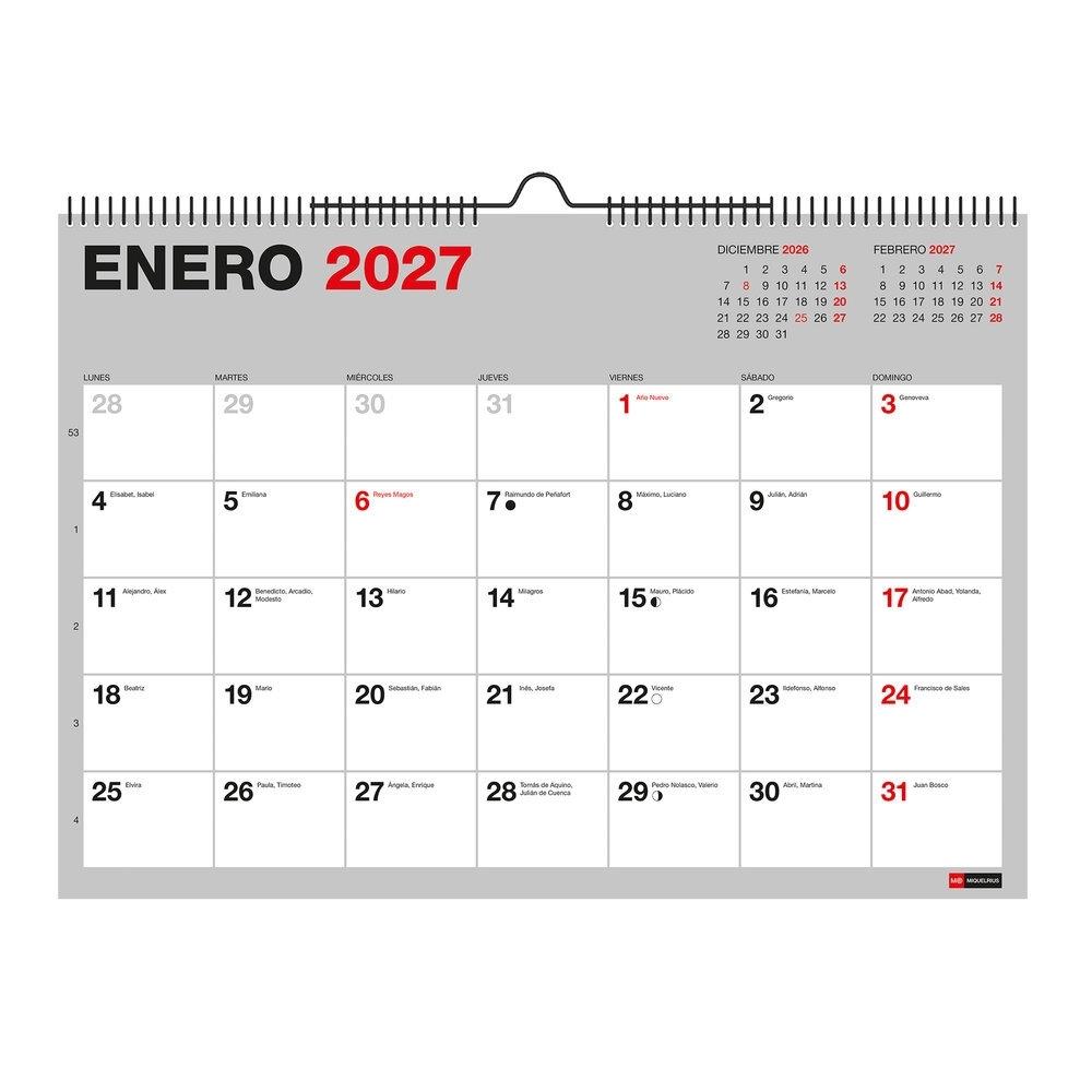 Calendario 18 meses Miquelrius 2026-2027 MR28408 Pared para escribir A3 420x297 Basico