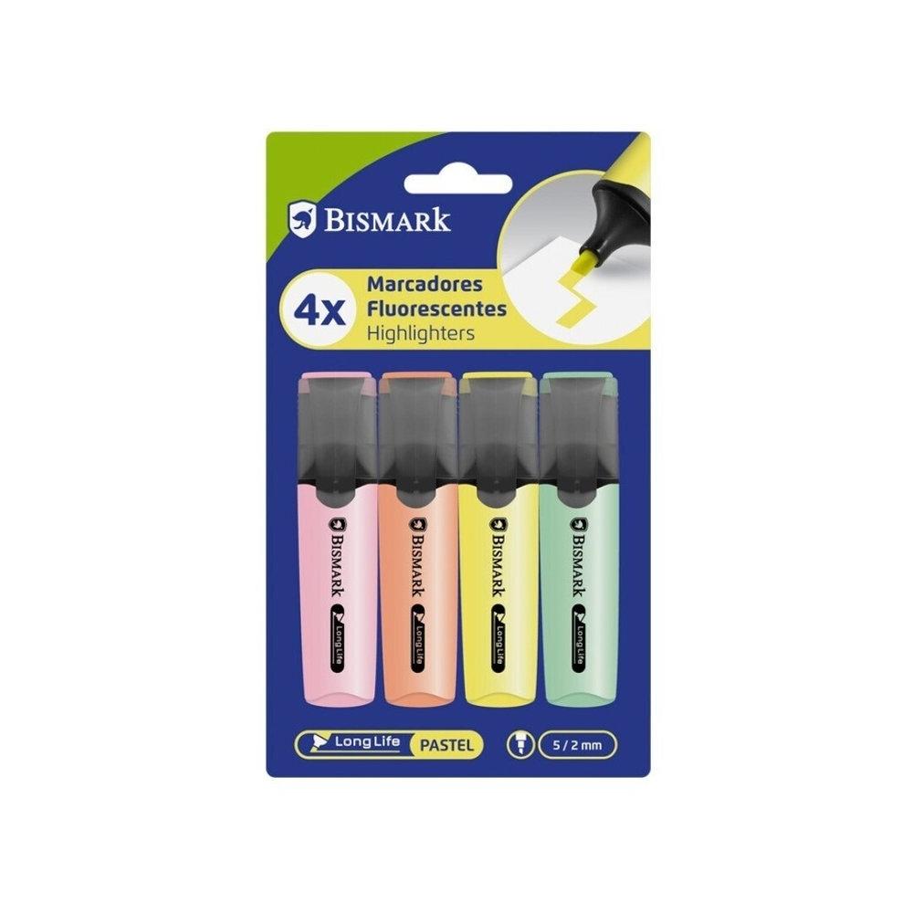 Rotulador fluorescente Bismark long-life 4 colores pastel 333496