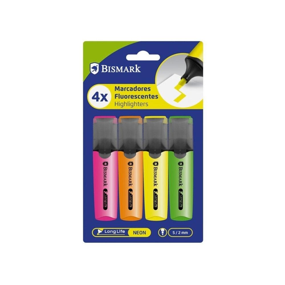 Rotulador fluorescente Bismark long-life 4 colores neon 333495
