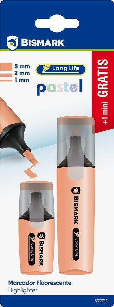 Rotulador fluorescente Bismark long-life pastel blister 1+1 mini gratis naranja 333932