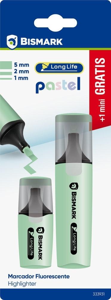 Rotulador fluorescente Bismark long-life pastel blister 1+1 mini gratis verde 333931
