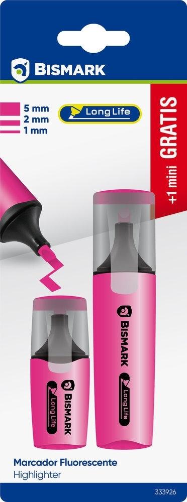 Rotulador fluorescente Bismark long-life neon blister 1+1 mini gratis rosa 333926