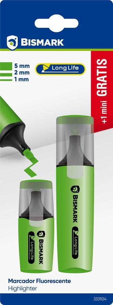 Rotulador fluorescente Bismark long-life neon blister 1+1 mini gratis verde 333924