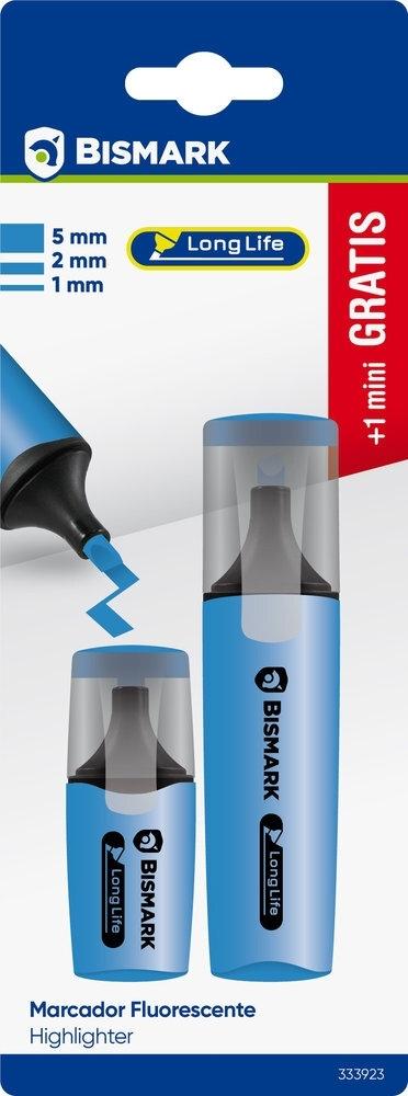 Rotulador fluorescente Bismark long-life neon blister 1+1 mini gratis azul 333923