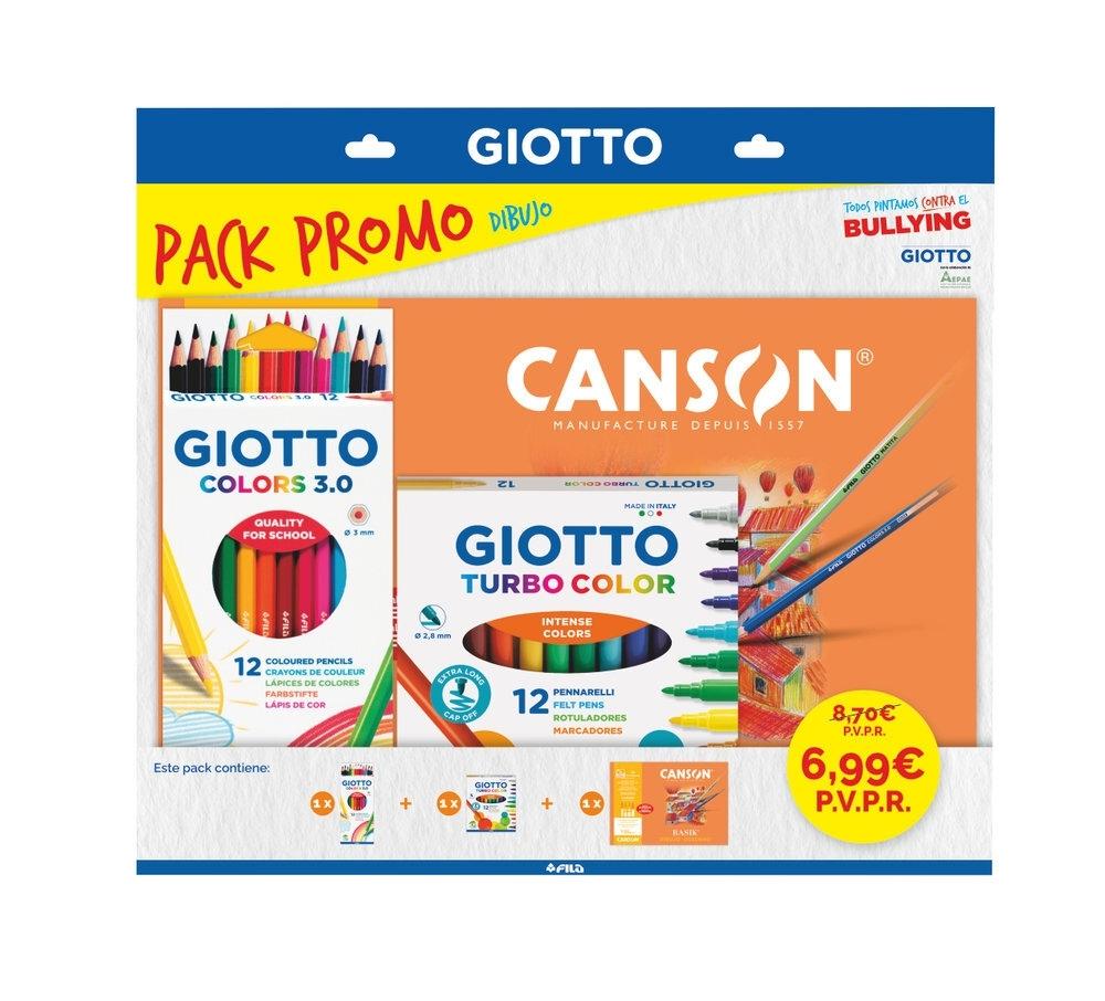 Pack Promo Dibujo Canson y Giotto Minipack A4 liso + Turbocolor 12 + Lapiz 3.0 12 F517500