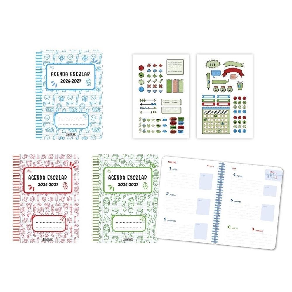 Agenda escolar 2026-2027 Ingraf 333972 School 4º tapa plastico semana vista (No devolución)