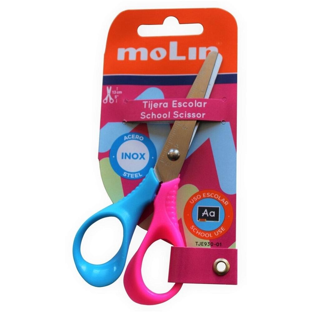 Tijera escolar Molin TJE930-01 blister 1 unidad  plastico