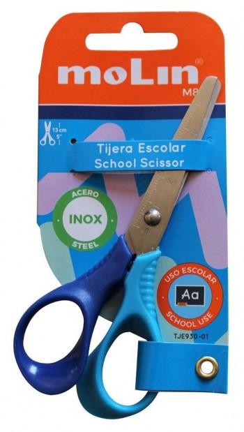 Tijera escolar Molin TJE930-01 blister 1 unidad  plastico