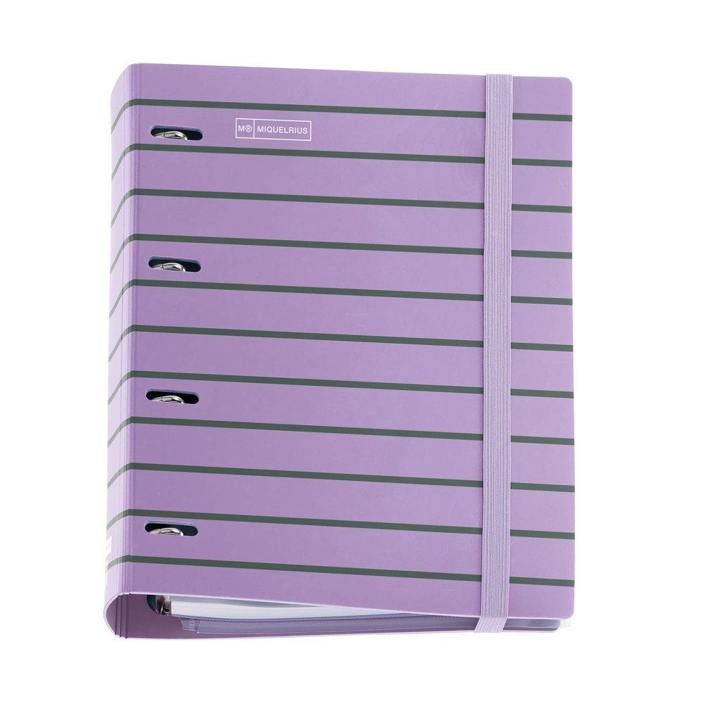 Carpebloc Miquelrius MR15126 A4 4 anillas 35mm 100H 90G 5x5 360º Between the lines Lavanda