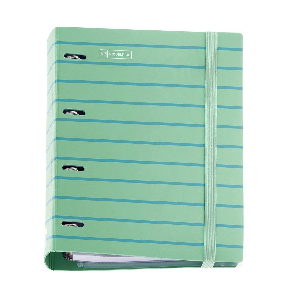 Carpebloc Miquelrius MR15127 A4 4 anillas 35mm 100H 90G 5x5 360º Between the lines Menta