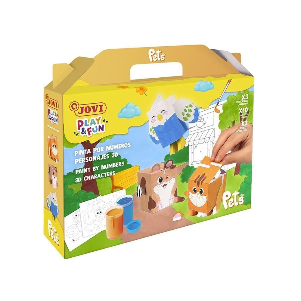 PLAY&FUN JOVI - PINTA CON TEMPERA POR NUMEROS 3D Mascotas 2301