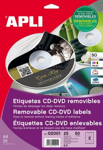 Etiqueta Apli 2001 CD-DVD Inkjet B-25H.