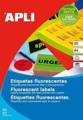 Etiqueta Apli 2877 verde fluor 99.1x67.7 20 hojas