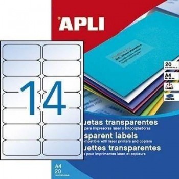 Etiqueta Apli 10969 Laser Transparente. 99.1*38.1 20H.