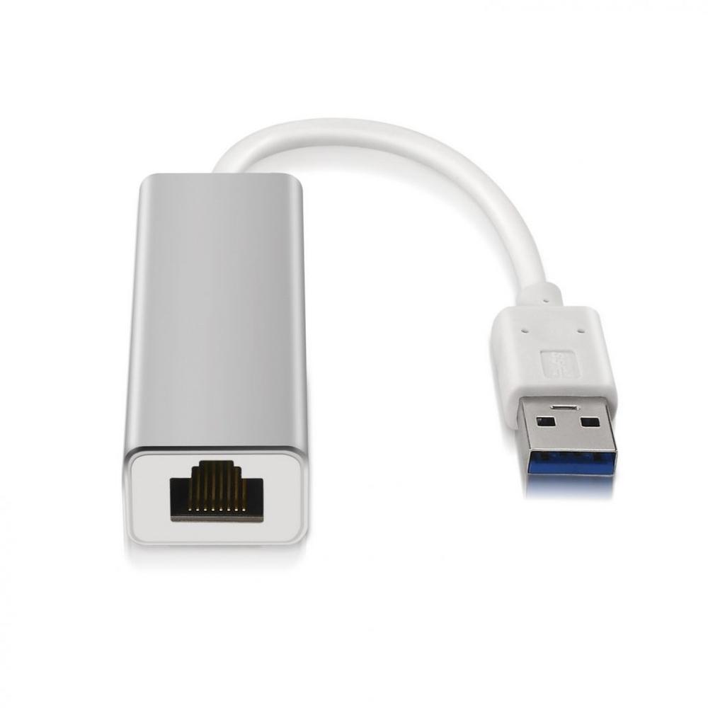 Adaptador de Red AISENS A106-0049   USB 3.0 a RJ45 Gigabit 10/100/1000 Mbps (15 cm, Plata)