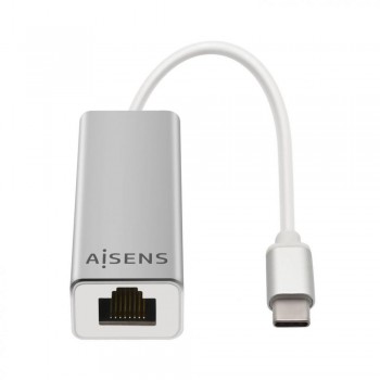 Adaptador de Red AISENS A109-0341   USB-C a RJ45 Gigabit 10/100/1000 Mbps (15 cm, Plata)