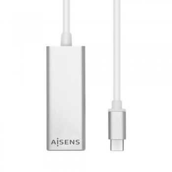 Adaptador de Red AISENS A109-0341   USB-C a RJ45 Gigabit 10/100/1000 Mbps (15 cm, Plata)