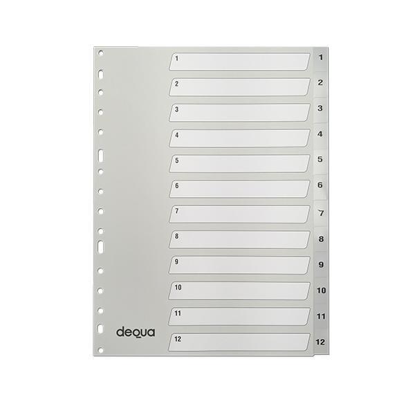 Indice Dequa 1-12 polipropileno A4 Gris 780404