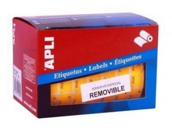 R.3360 etiquetas escritura manual Apli PVP 12x18mm naranja flúor 10085