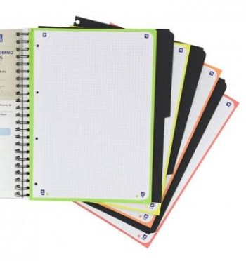 Bloc espiral Oxford 400027277 folio 120H. cuadros 5X5 Tapa Plastico con separadores