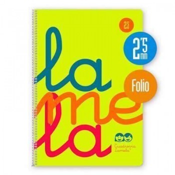 Bloc espiral Lamela 7FTP002A folio tapa plastico 80h 90g cuadrovía 2,5mm amarillo flúor