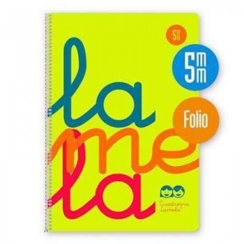 Bloc espiral Lamela 7FTP005A folio tapa plastico 80h 90g cuadrovía 5mm amarillo flúor